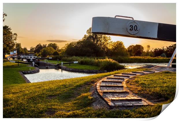 Caen Hill Locks on the Kennet and Avon Canal Print by Michaela Gainey