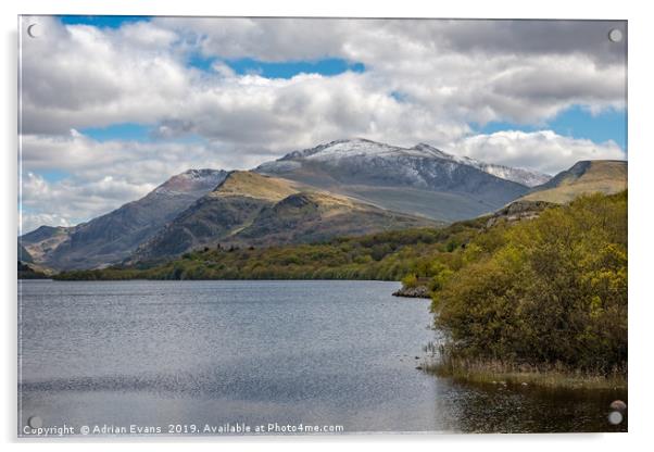 Snowdon from Padarn Lake Llanberis  Acrylic by Adrian Evans