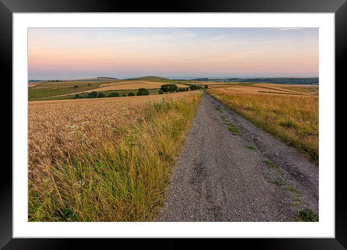 South Downs Way after sunset Framed Mounted Print by Malcolm McHugh