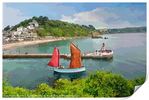 Lugger Iris at the Looe Lugger Regatta in Cornwall Print by Rosie Spooner
