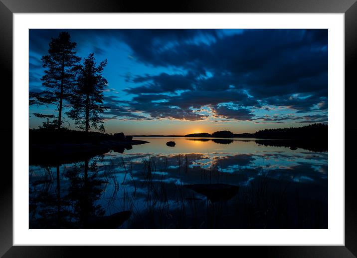Blue hour lake Framed Mounted Print by Jonas Rönnbro