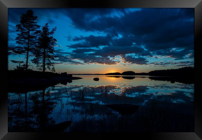 Blue hour lake Framed Print by Jonas Rönnbro