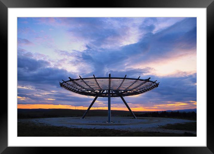 Haslingden Halo at dusk Framed Mounted Print by David McCulloch