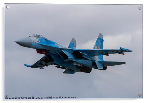 Su-27P 'Flanker' seen at RAF Fairford Acrylic by Clive Wells