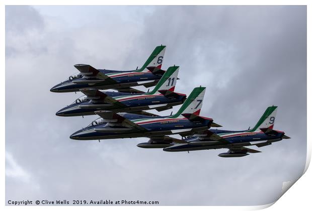 Frecce Tricolori seen at RAF Fairford Print by Clive Wells
