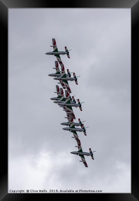 Frecce Tricolori in formation at RAF Fairford Framed Print by Clive Wells
