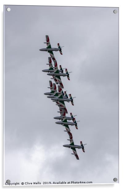 Frecce Tricolori in formation at RAF Fairford Acrylic by Clive Wells