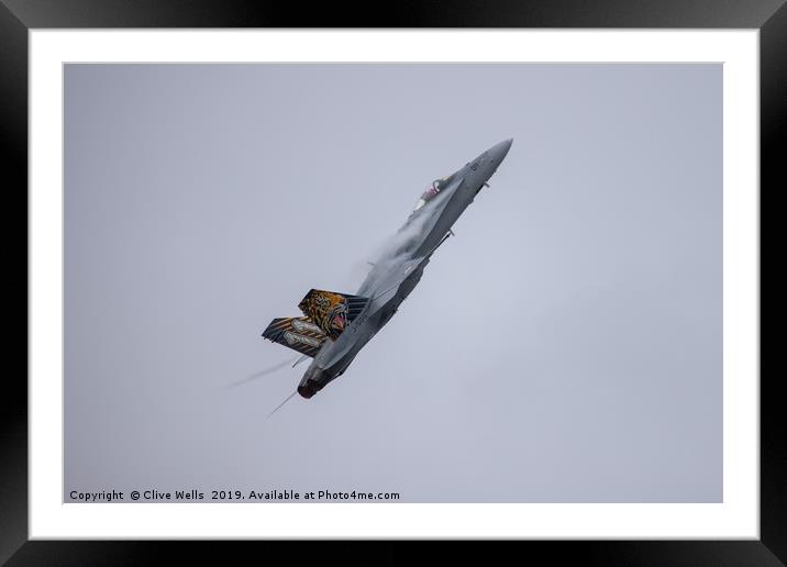 F/A-18C Hornet pulling hard at RAF Fairford Framed Mounted Print by Clive Wells