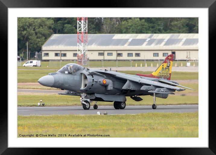 EAV-8B Harrier II ready to roll  at RAF Fairford Framed Mounted Print by Clive Wells