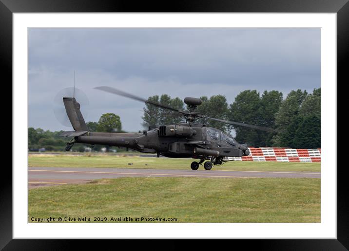 Apache Longbow taking off from RAF Fairford Framed Mounted Print by Clive Wells