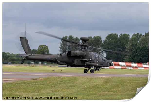 Apache Longbow taking off from RAF Fairford Print by Clive Wells