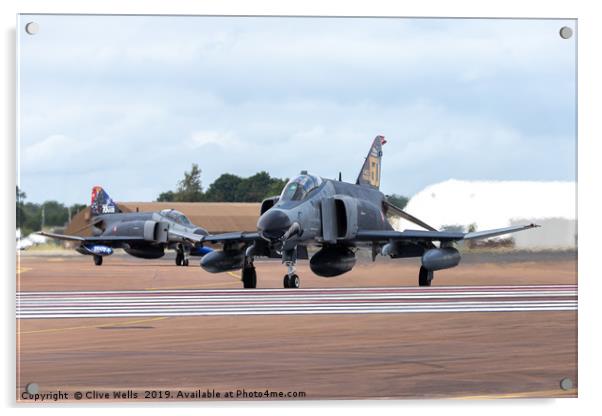 Both F-4E phantoms about to depart RAF Fairford Acrylic by Clive Wells