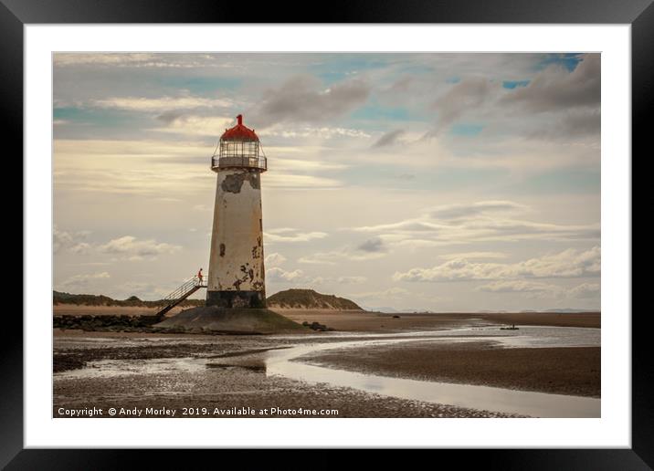 Lighthouse on Talacre Beach Framed Mounted Print by Andy Morley