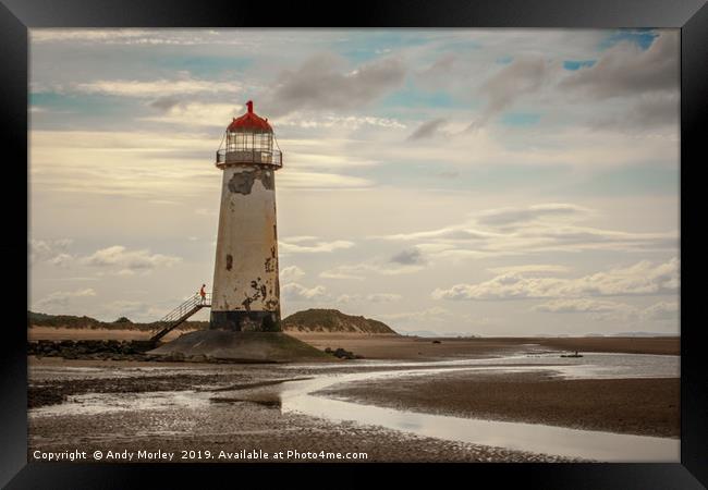 Lighthouse on Talacre Beach Framed Print by Andy Morley