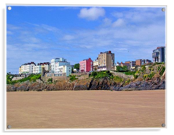 Tenby South Beach Hotels. Acrylic by paulette hurley