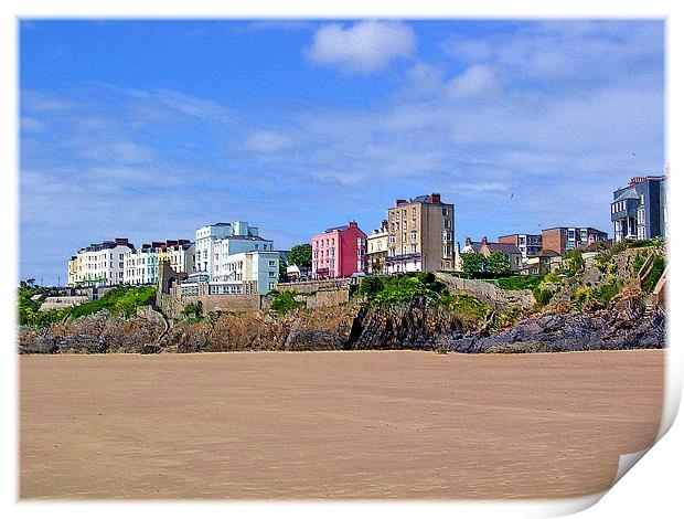 Tenby South Beach Hotels. Print by paulette hurley