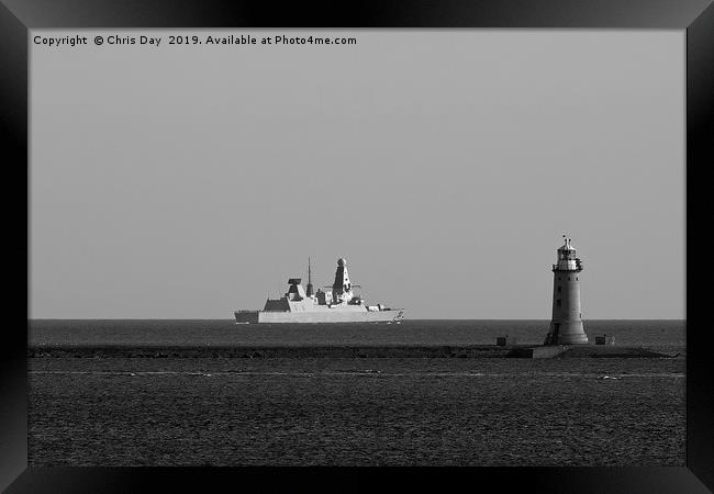 HMS Dragon leaves Plymouth Sound Framed Print by Chris Day