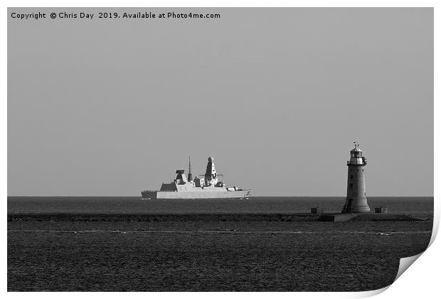 HMS Dragon leaves Plymouth Sound Print by Chris Day