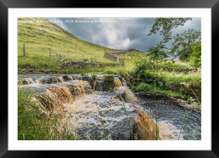 Ettersgill Beck Waterfall in Spate 1 Framed Mounted Print by Richard Laidler
