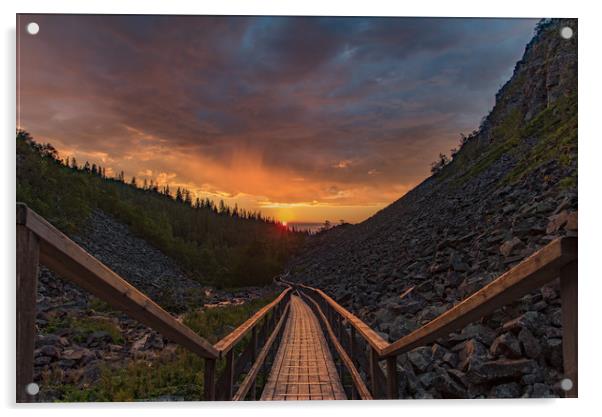 sunrise over footbridge Acrylic by Jonas Rönnbro