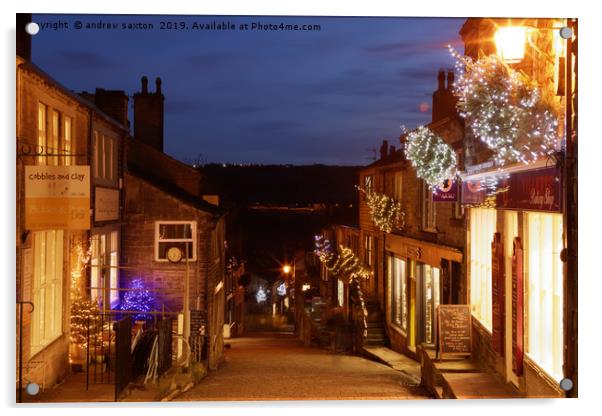 CHRISTMAS IN HAWORTH Acrylic by andrew saxton