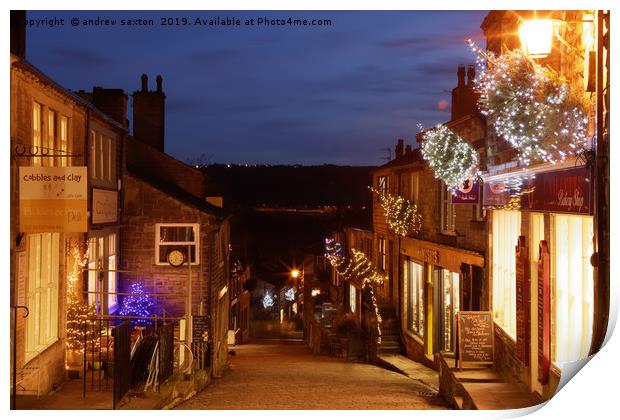 CHRISTMAS IN HAWORTH Print by andrew saxton