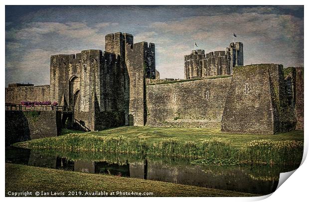 The Gatehouse At Caerphilly Castle Print by Ian Lewis
