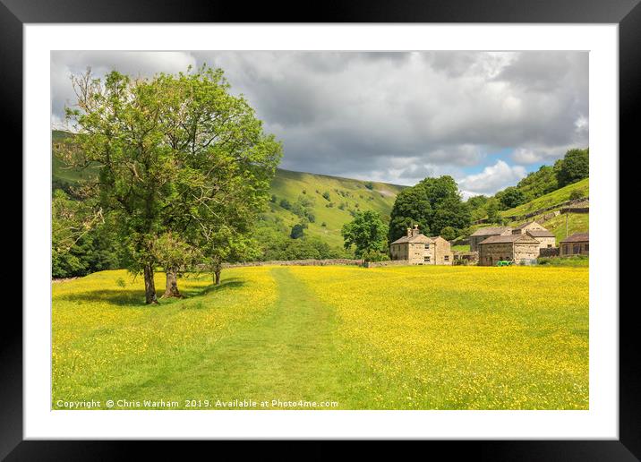 Muker Swaledale  buttercup meadows Framed Mounted Print by Chris Warham
