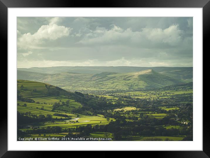 River Derwent leading to Win Hill Framed Mounted Print by Elliott Griffiths