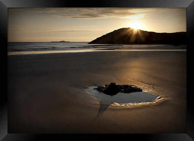 WHITESANDS SUNSET AND TIDAL POOL Framed Print by Anthony R Dudley (LRPS)