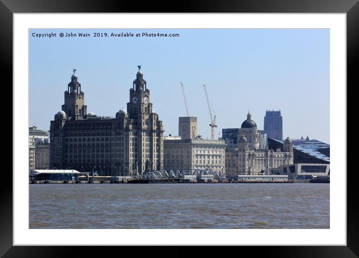 Liverpool Waterfront Skyline Framed Mounted Print by John Wain
