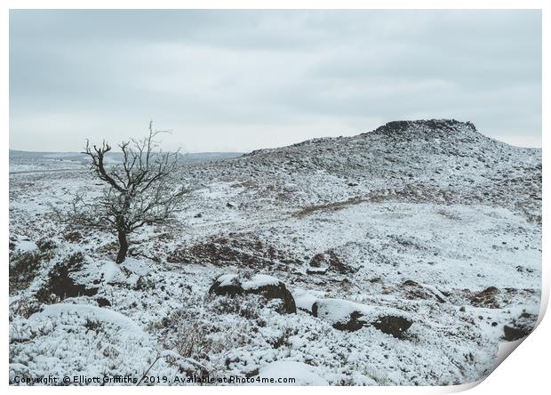 Roman Hill Fort Covered in Snow Print by Elliott Griffiths