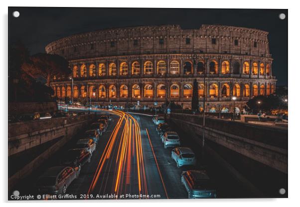 Roman Colosseum at Night Acrylic by Elliott Griffiths