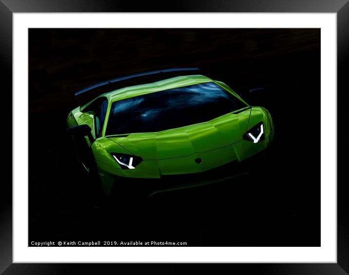 Green Lamborghini Framed Mounted Print by Keith Campbell