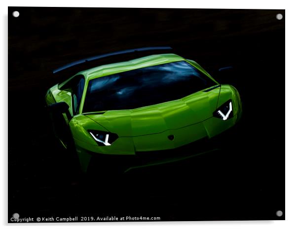 Green Lamborghini Acrylic by Keith Campbell
