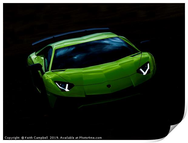 Green Lamborghini Print by Keith Campbell