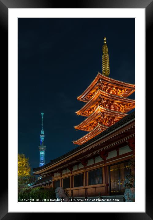 Senso-ji Pagoda & Skytree Framed Mounted Print by Justin Bowdidge