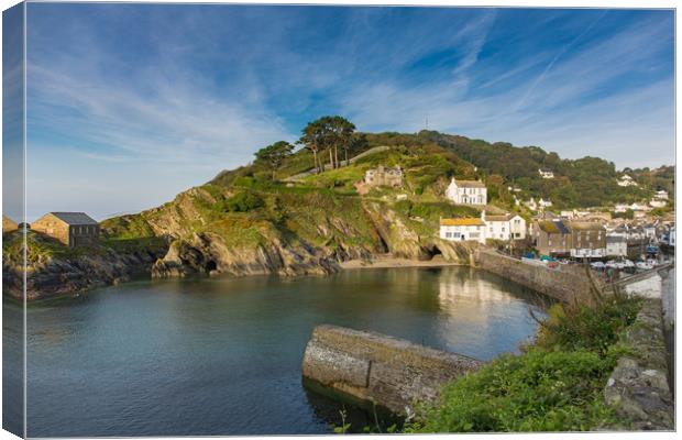 Polperro fishing village harbour south Cornwall Canvas Print by Jim Peters
