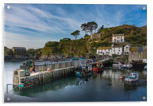 Polperro fishing village harbour south Cornwall  Acrylic by Jim Peters