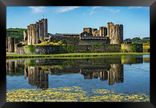 The Towers Of Caerphilly Castle Framed Print by Ian Lewis