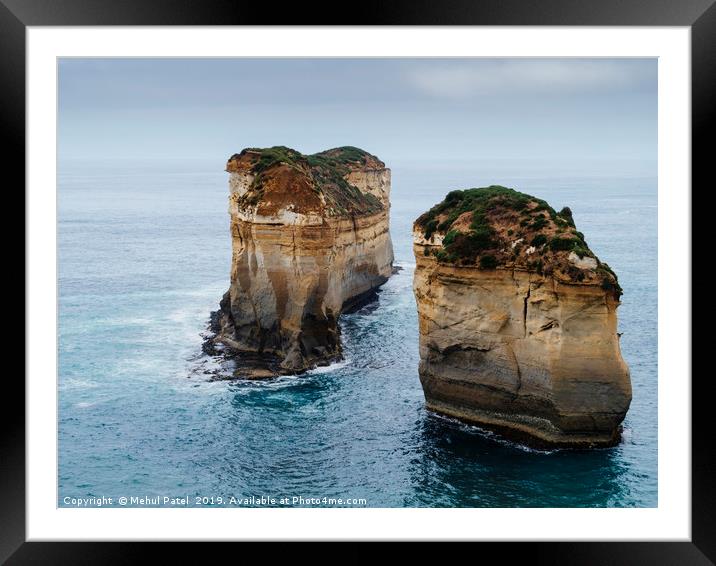 Rock formations in the sea Framed Mounted Print by Mehul Patel