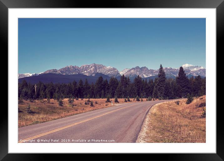 Roadside view - Rocky Mountains Framed Mounted Print by Mehul Patel