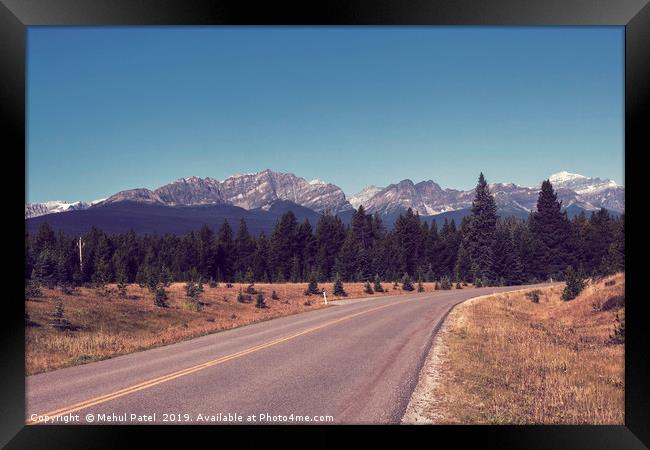 Roadside view - Rocky Mountains Framed Print by Mehul Patel