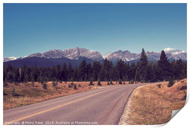 Roadside view - Rocky Mountains Print by Mehul Patel