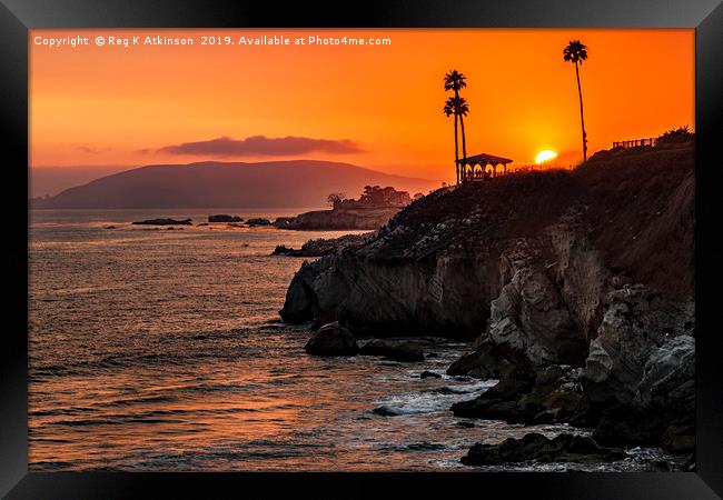 Pismo Beach Sunset Framed Print by Reg K Atkinson