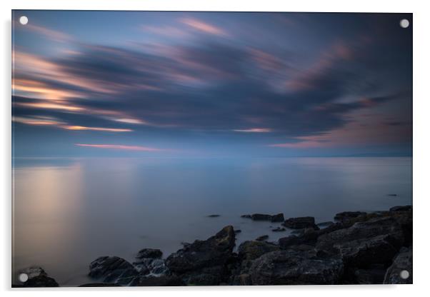 Dramatic sunset sky on North Somerset coast Acrylic by Tony Twyman