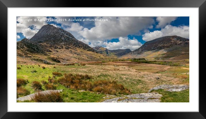 Tryfan and The Ogwen Valley Snowdonia  Framed Mounted Print by Adrian Evans