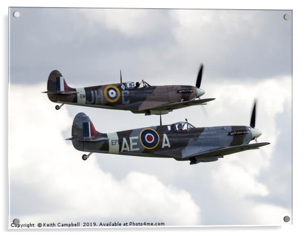 Spitfire Pair Acrylic by Keith Campbell