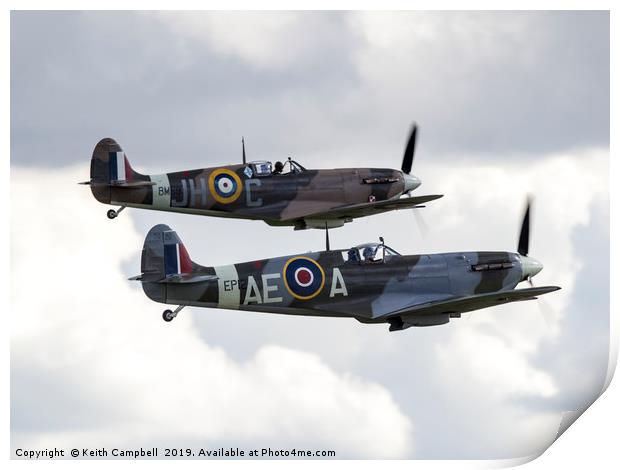 Spitfire Pair Print by Keith Campbell