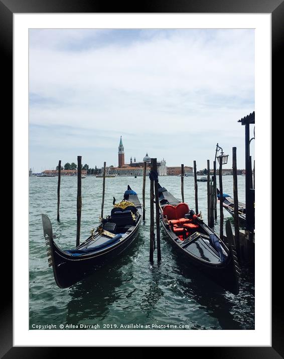 Gondolas in Venice Framed Mounted Print by Ailsa Darragh